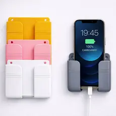 Suporte de Parede para Celular Organizador Adesivo de Controle Remoto e Carregador Multifuncional