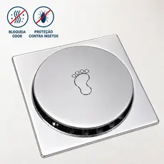 Ralo Click Inteligente Inox 10x10 Banheiro Anti Odor Veda Cheiro Lavabo Cromado Quadrado