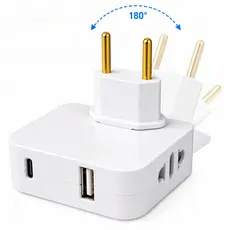 Adaptador Articulado Benjamin Pino Tomada 180° USB Tipo C Bivolt Dobrável