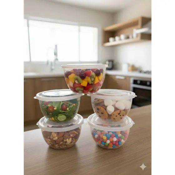 Kit 10 Peças Bowl de Potes Cozinha 800 mll Transparente Livre Bpa Conjunto