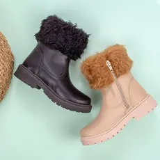 Bota Infantil Botinha Menina Coturno Confortável Tratorada Com Pelinhos Feminino Casual