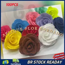 ✅[BR Seller]Aplique Flor De Tecido Poliester - 100 unidades 3CM Laços Tiara Infantil Scrapbook Artesanato DIY Atacado