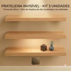 Kit 3 Prateleiras 30cm  Luxo Nichos Sala Cozinha Quarto Banheiro Com Kit De Instalação