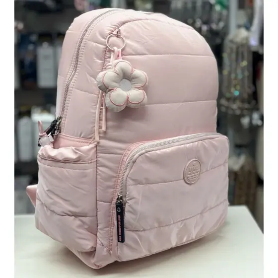 Mochila Kika Feminina Metalizada | Grande, Escolar/Faculdade, 2 Compartimentos