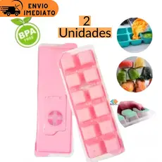 Forma De Gelo Com Tampa Kit com 2 Fundo de Silicone Forminha Gelinho