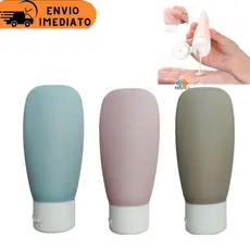 3 Frascos Viagem 60ml Para Shampoo Creme Sabonete Cosmeticos Tampa Fliptop