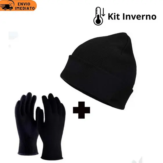 Kit Inverno Touca Gorro Luva De Lã Inverno Frio Adulto Unisex Toca