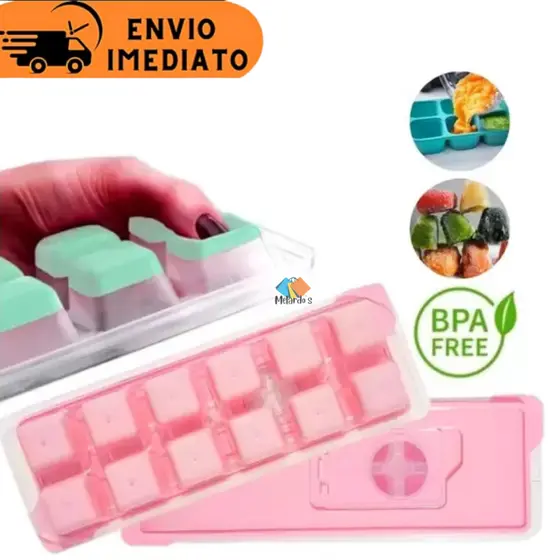 Forma De Gelo Forminha Fundo De Silicone Com Tampa Flexível