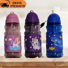Garrafinha Infantil 3D Squeeze Emborrachada Garrafa Plástica