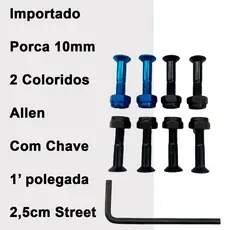 Parafuso de Base Importado Colorido Para Skate Porca 10 + Chave Allen Grátis