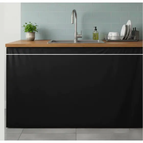 Cortina para Pia de Cozinha Tecido Poliéster Lisa Lavável 0,80cm x 1,40cm Varias Cores