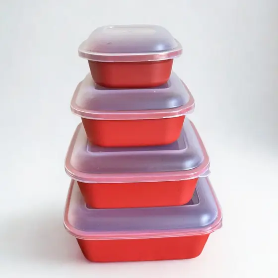 Kit 4 potes multiuso container tamanhos variados cores hermético