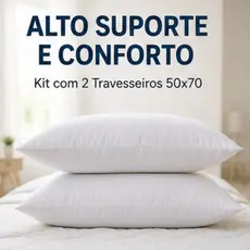 Kit 2 Travesseiros Firme Alto Suporte 50x70 Antialérgico