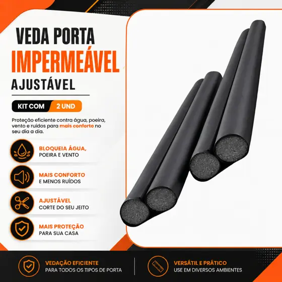 Kit 2 Veda Porta Rolinho 80cm Impermeável Ajustável Preto