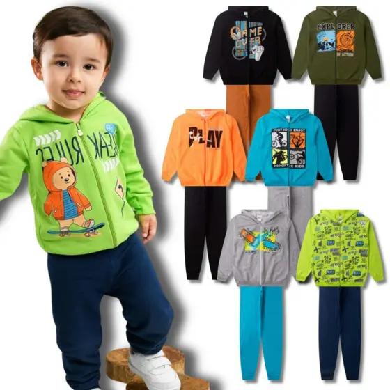 Kit 2 ou 6 Peças Conjunto Inverno Masculino Infantil e Juvenil tamanho 01 ao 16