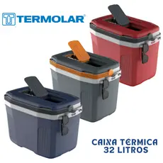 Caixa Térmica Cooler C/alça Praia Pesca Camping Azul Vermelha Cinza 32 Litros Termolar