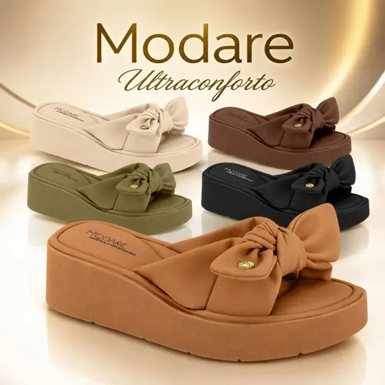 Tamanco Feminino Laço Moderno Plataforma Modare Ultraconforto Palmilha Macia Lançamento Original