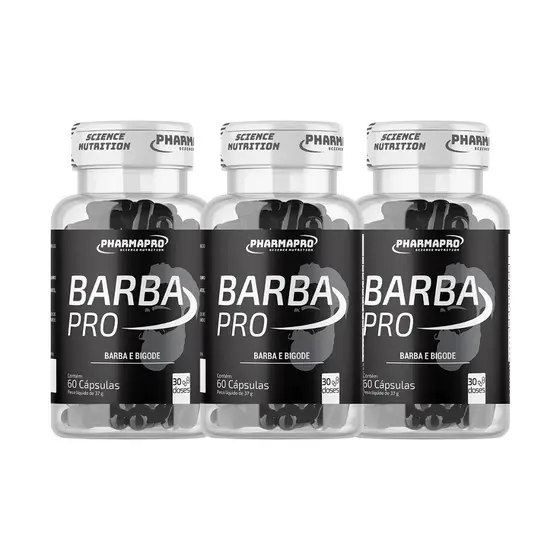 3x Barba Pro, Pharma Pro - Fortaleça sua Barba (180 Cápsulas)