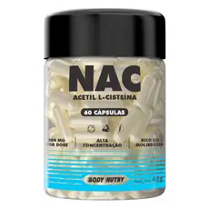 NAC 60 Cápsulas N-Acetil Cisteina 600mg + Selênio e Molibdênio | 2 Meses de Uso e Antioxidante