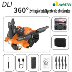 DLI Mini Drone S11 Professional 4K com Câmera Dual 4CH e WIFI Evitação Obstáculos+2 Baterias com Luz