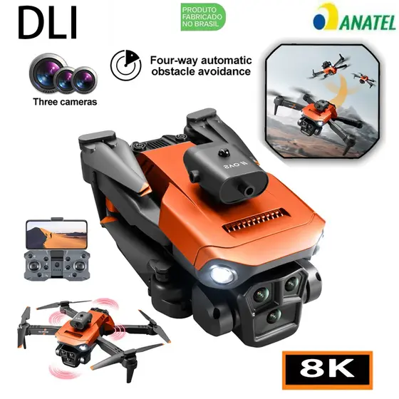 DLI 2025 Novo Drone 2 câmeras Profissional HD Fotografia Aérea Evitar Obstáculos Helicóptero
