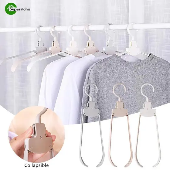 Cabide Dobrável Doméstico Não Deslizante/Suporte De Roupa De Viagem Portátil Multifuncional - A648