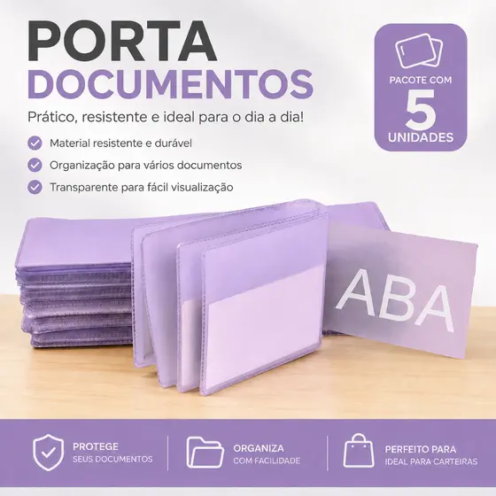 miolo de encaixe com aba para carteira social cabe documentos rg cnh 5 unidades