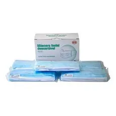 Máscara descartável BYD proteção facial Tripa caixa c/200 unid. (AZUL)