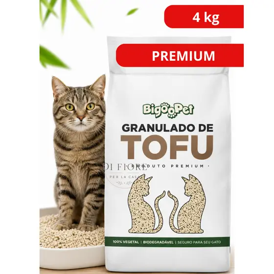 Areia de Gato Granulado de Tofu - Pacote 4 kg - Produto Premium