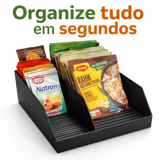 Porta Sachês Organizador de Temperos para Cozinha Gaveta Armário Prático e Compacto
