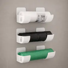 Suporte saco de lixo Suporte rolo saco lixo Dispenser Sacola Pano multiuso Organização com duplaface