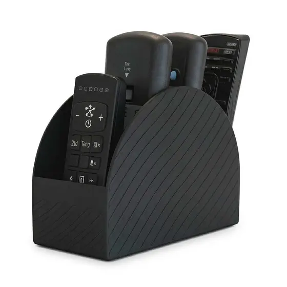 Organizador de controles remotos preto com textura diagonal e design moderno