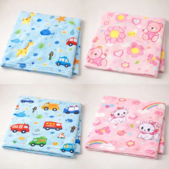 Manta Cobertor de Bebe Estampada 1,00 x 0,80m Menina e Menino Cobertinha de Berço PROMOÇAO