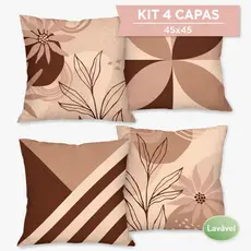 Kit com 4 Capas para Almofada Decorativa Lávável 45x45cm Sofá e Sala