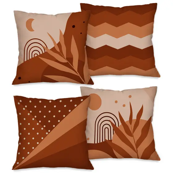 Kit com 4 Capas para Almofadas Decorativas 45x45cm Terra Cota
