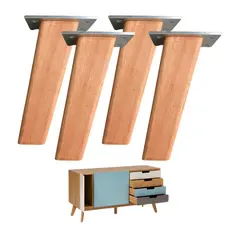 Kit 4 Un Pé Palito Retro Para Móveis 20cm Com Base Madeira Eucalipto
