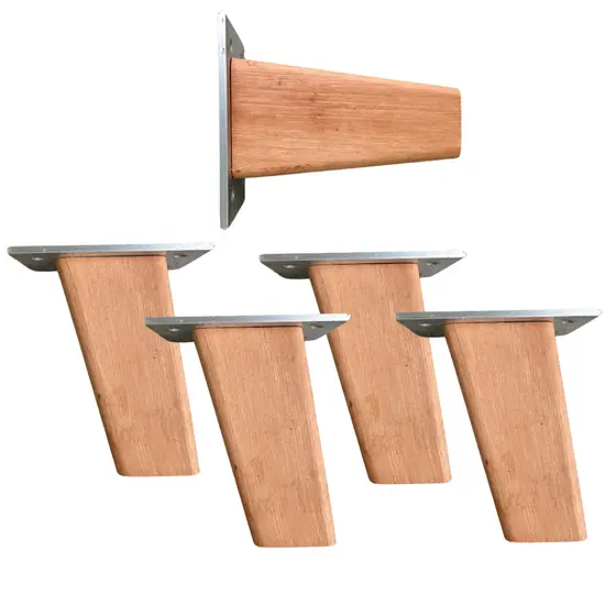 Kit 4+1 Un Pé Palito Retro Para Móveis 10cm Com Base Madeira Eucalipto