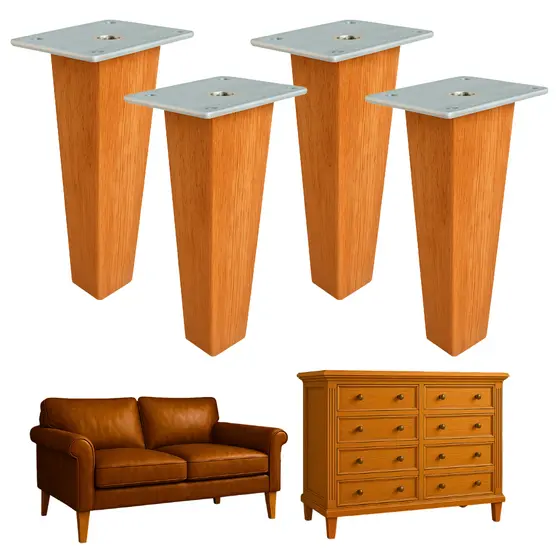 kit pé Palito Rústico Madeira Angelim 15cm Para 300kg sofá rack poltrona buffet armário cômoda