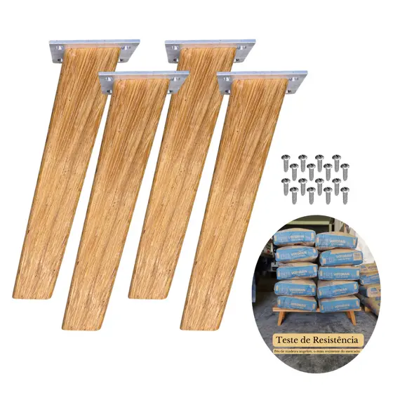 Kit Pé Rústico 30cm Para Rack Madeira Maciça Reforçado 300kg