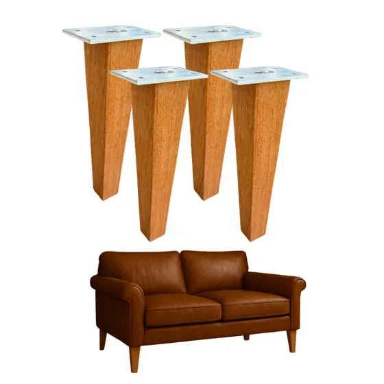 Kit 4 Un Pé Trapézio 20cm para Sofá Reforçado Angelim Maciço 300kg