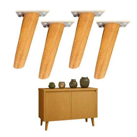 Kit Pé Palito 15cm Para Armário Madeira Angelim Reforçada Com Base Para Móveis