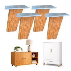 Kit Pé de madeira para móveis Resistente, Design retrô - 07Cm  - Suporte forte madeira durável