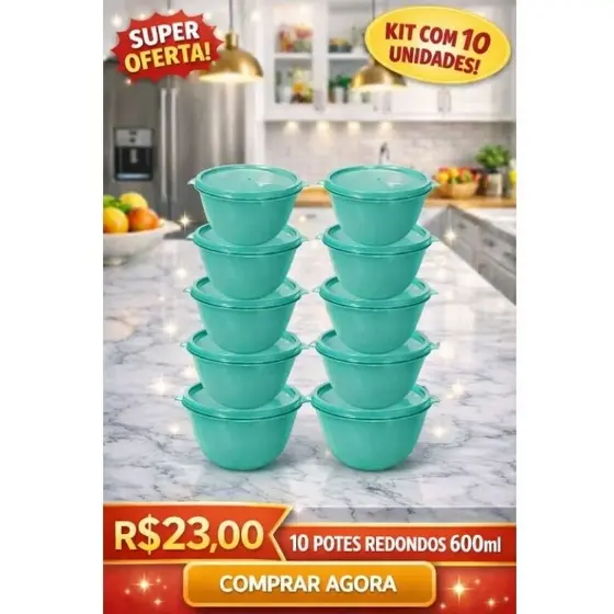 Pote redondo mini 600 ml kit 10/20/30 unidades