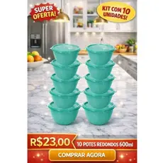 Pote redondo mini 600 ml kit 10/20/30 unidades
