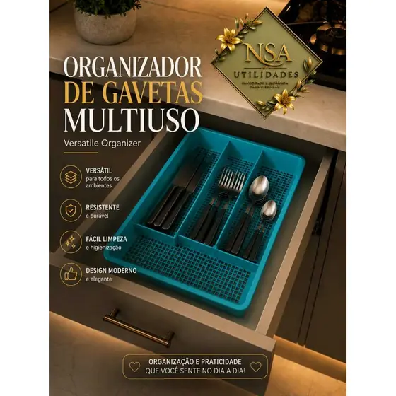 Porta Talheres e Organizador Gaveta Multiuso Maquiagem, Ferramentas Escritório kit