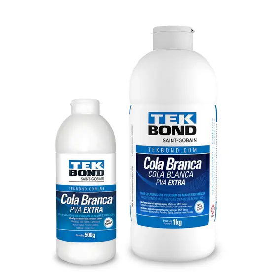 Cola PVA Branca Tek Bond Liquida Extra Multiuso Resistente Multiuso Madeira Madeira Artesanato