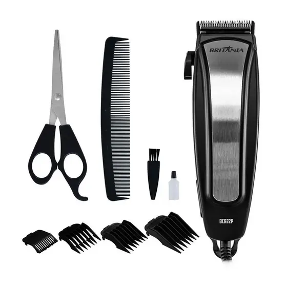 Cortador de Cabelo Britânia (220V) BCR22P Inox 9 Acessórios 9W
