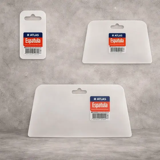 Kit 3 Espátulas Aplicador Plástico Celuloide Atlas AT152 Massas Reparos Cimento Queimado Adesivos Multiuso
