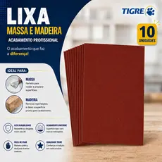 Kit 10 Lixas Para Massa Madeira Parede Grão 60 ao 220 Tigre