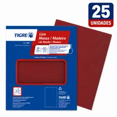 Lixa Tigre Massa e Madeira 25 Unidades Grão 60 ao 220 Para Parede Reboco Gesso e Massa Corrida